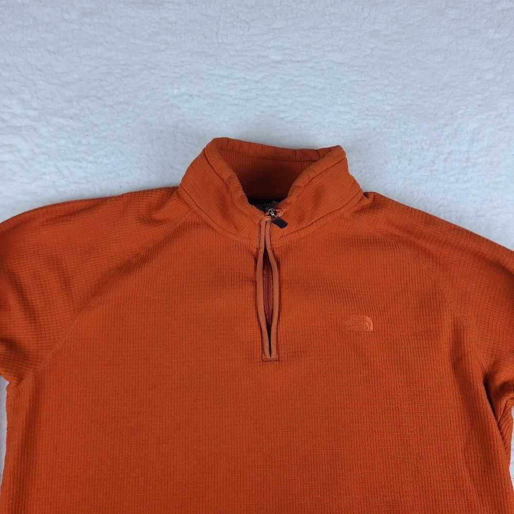 The North Face Sweater Mens XL Dark Orange Fleece‎ Knit Quarter Zip Sweatshirt *